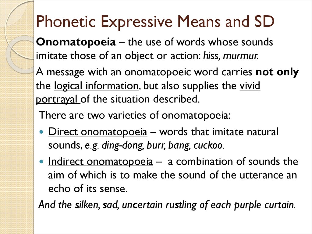 Phonetic Expressive Means and SD