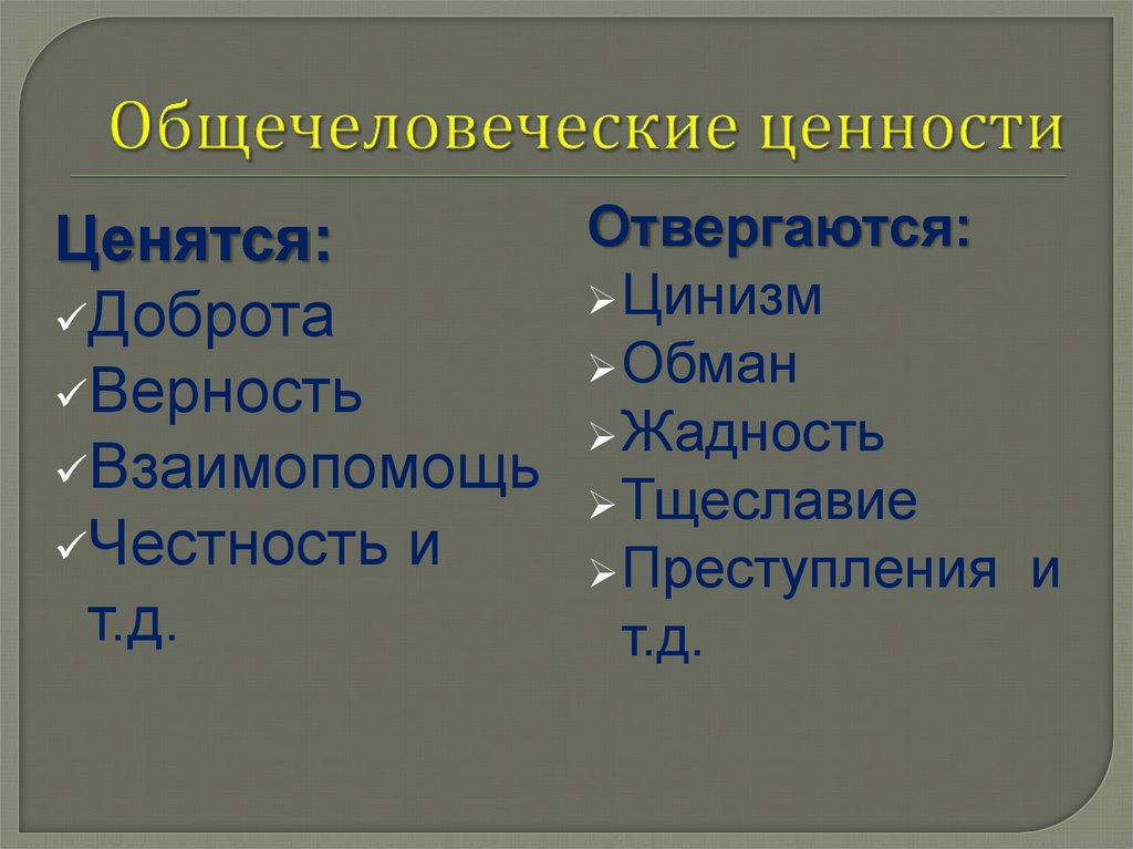 Общечеловеческие ценности презентация