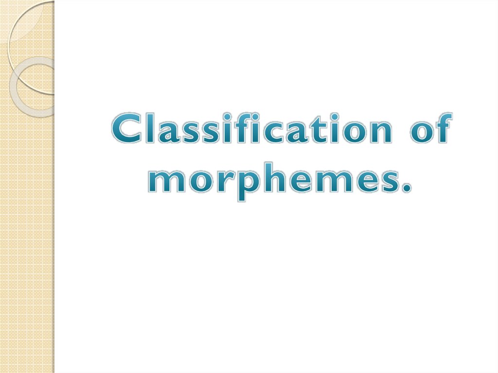 Classification of morphemes.