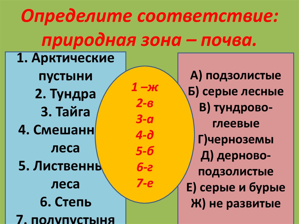 Верное соответствие. Определите соответствие почв и природных зон. Соответствие между почвами и природной зоной. Установите соответствие между типами почв и природными зонами. Соответствие природных зон и типов почв.