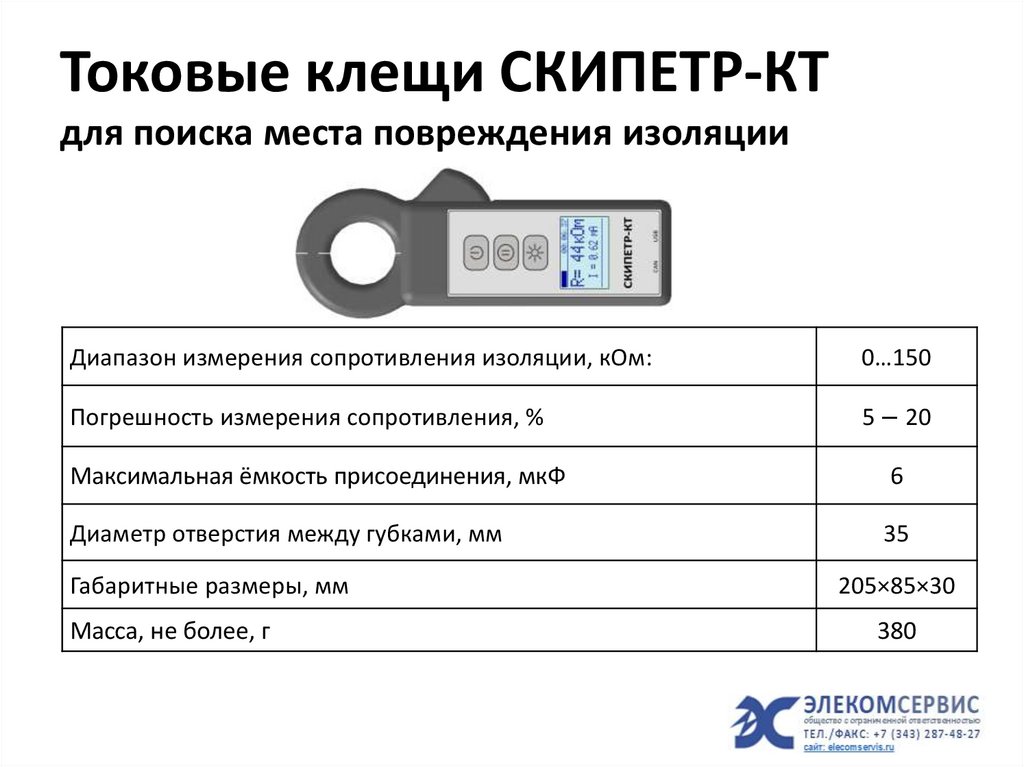 Токовые клещи СКИПЕТР-КТ для поиска места повреждения изоляции
