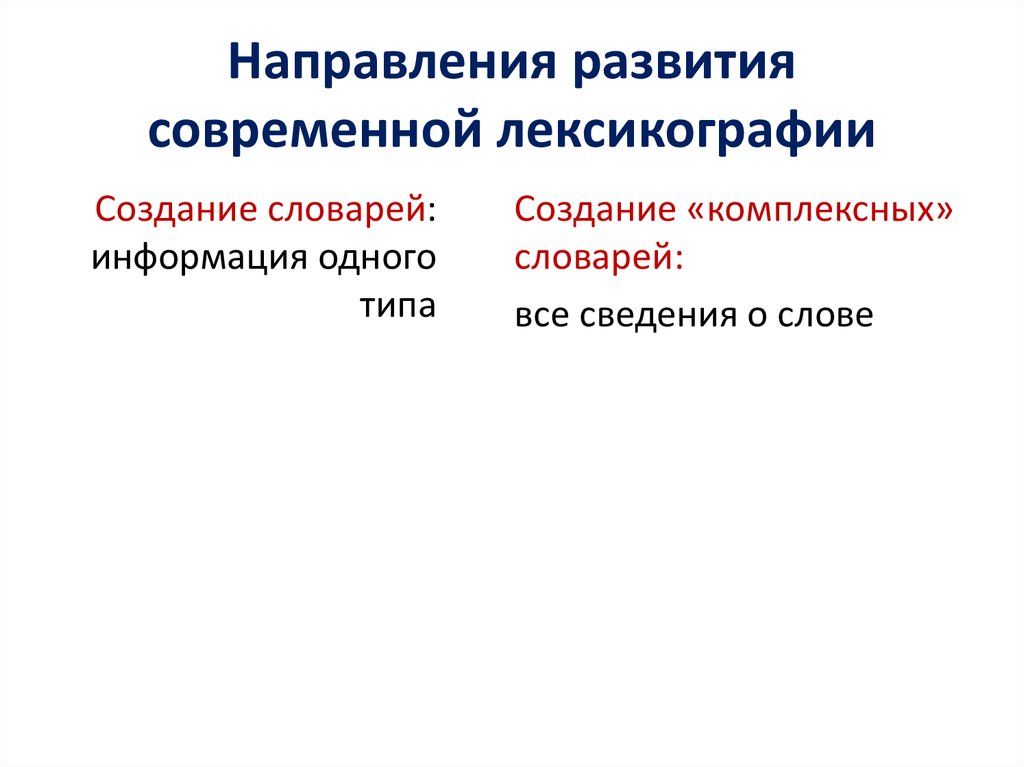 Проблемы современной лексикографии типы словарей компьютерная и корпусная лексикография