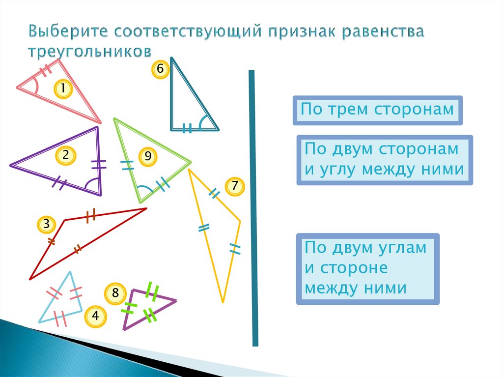 Равенство треугольников презентация проект. Найдите равенство треугольников. Рисунок 1 признака равенства треугольников