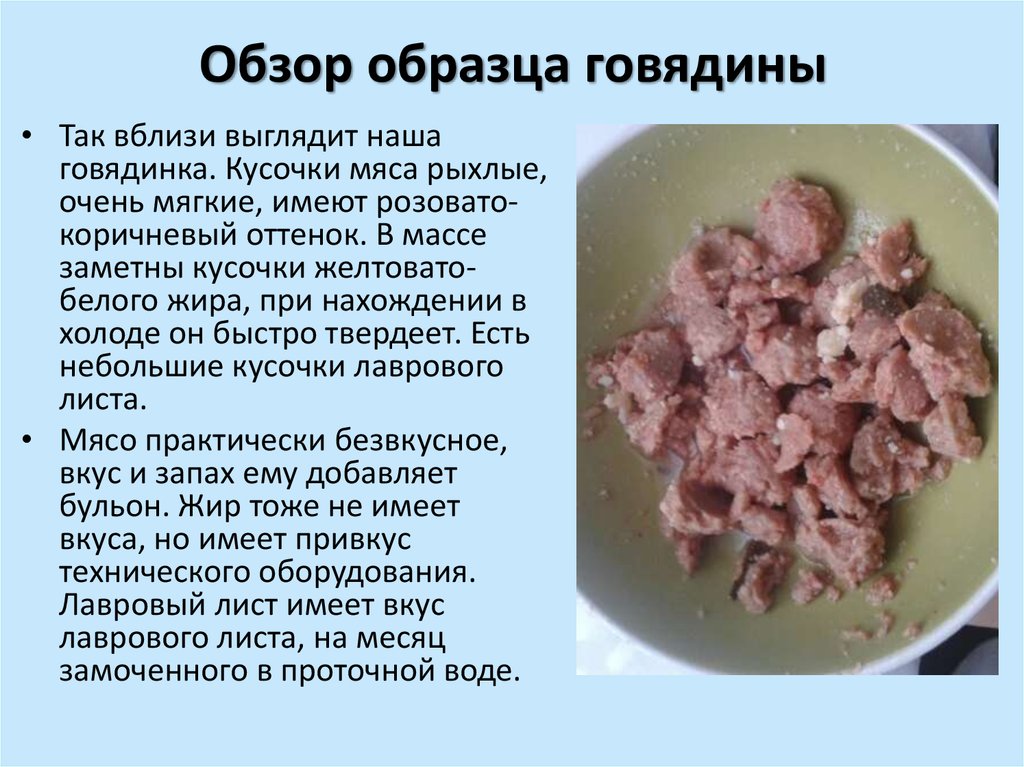 Обзор образца говядины