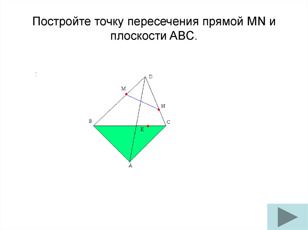 Постройте точки пересечения прямой mn