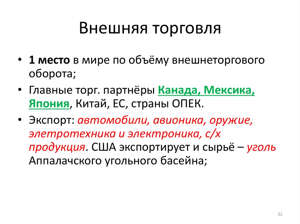 Внешняя торговля 1. Внешняя торговля США презентация.