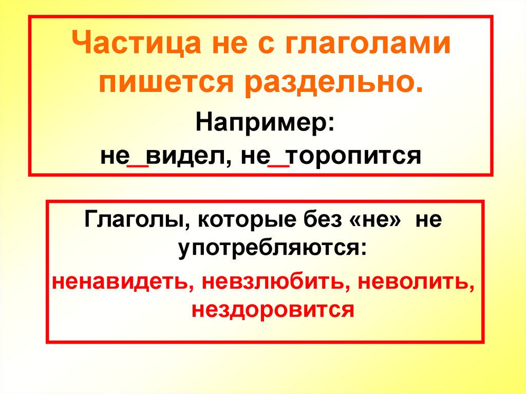 Русский язык 3 класс правописание частицы не с глаголами презентация