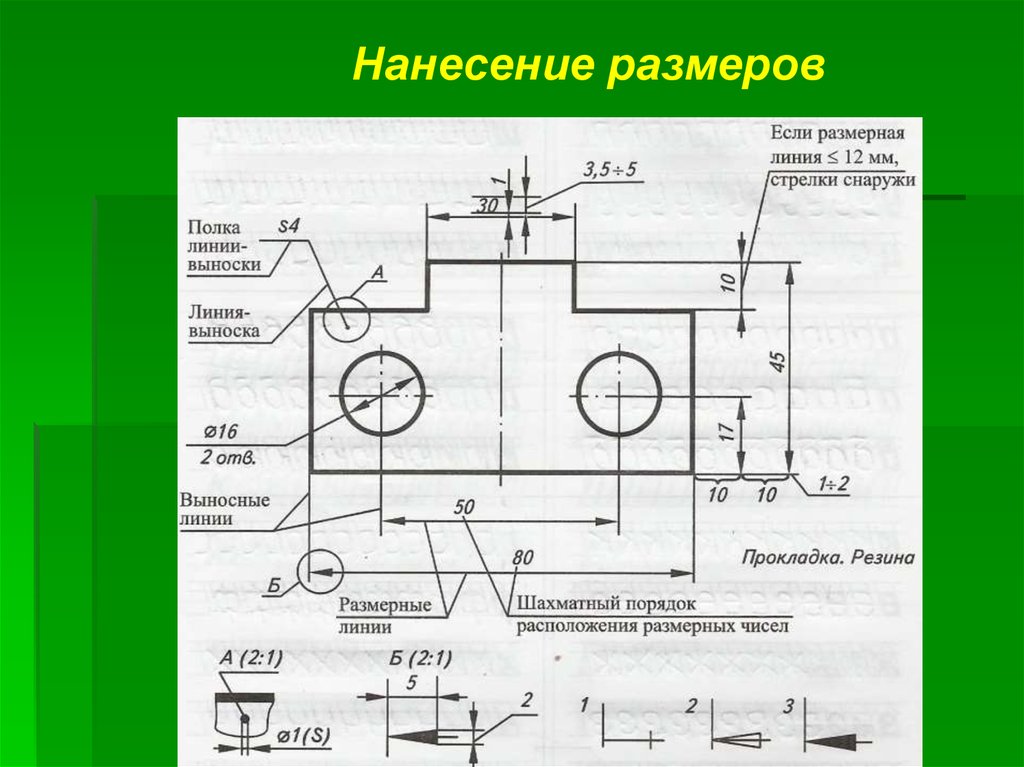 Зависит ли количество размеров на чертеже детали от способа нанесения размеров