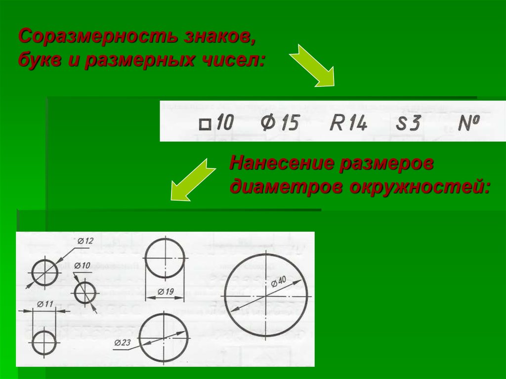 На каких чертежах необходимо нанести размер дуги со знаком диаметра