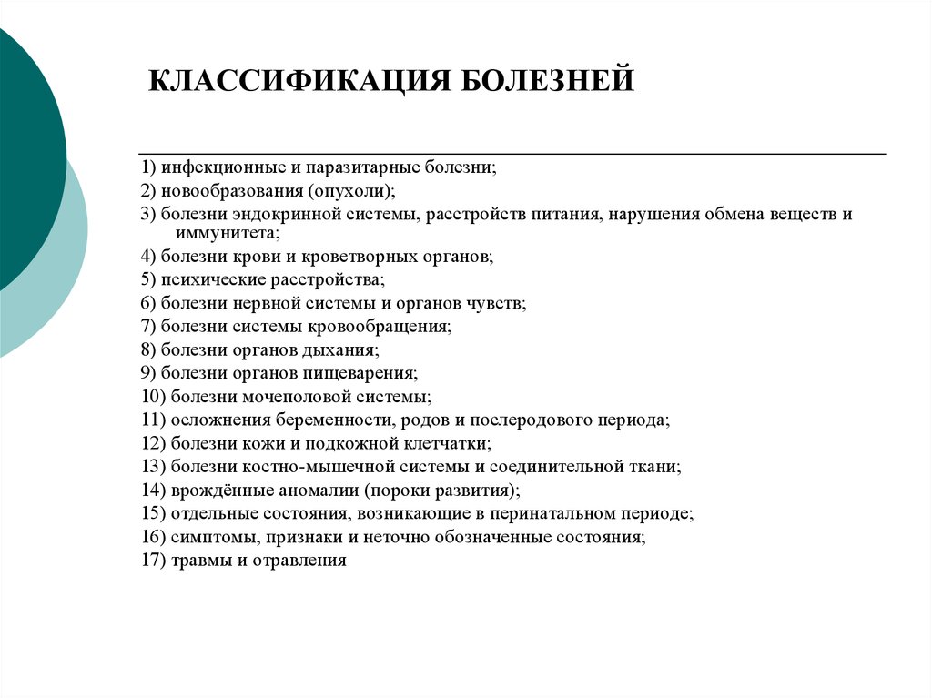 Классификация заболеваний