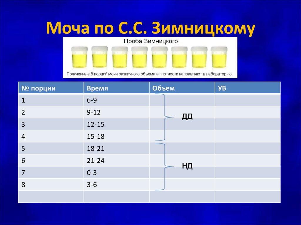 Направление на анализ мочи по зимницкому образец