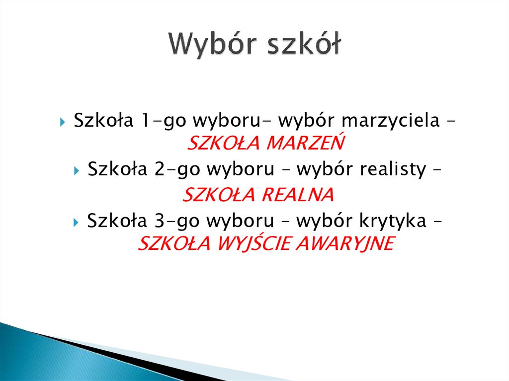 Wybór szkół