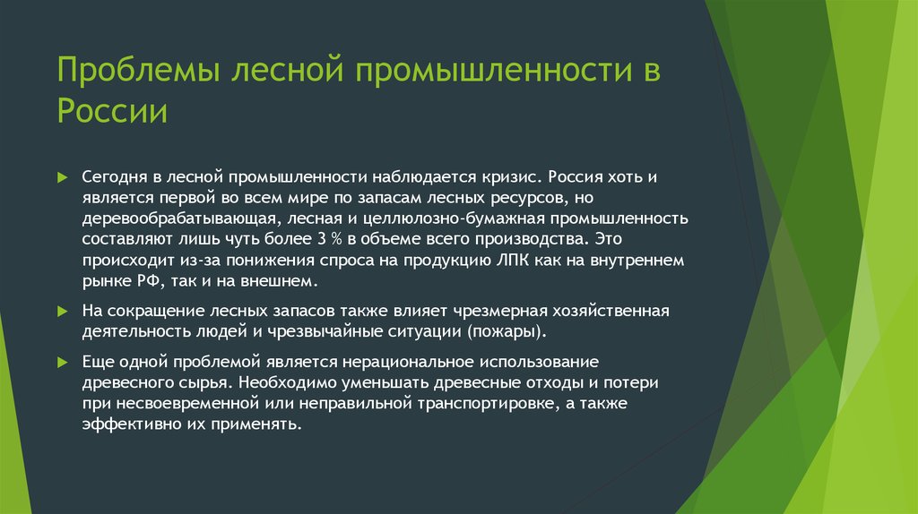 Проблемы развития лесного комплекса