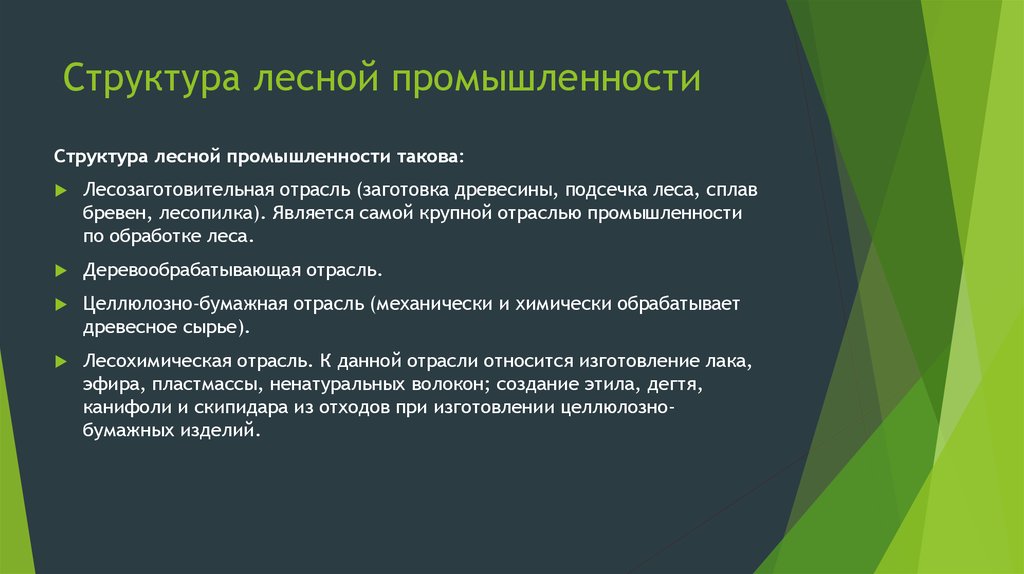 План описания отрасли хозяйства лесная промышленность