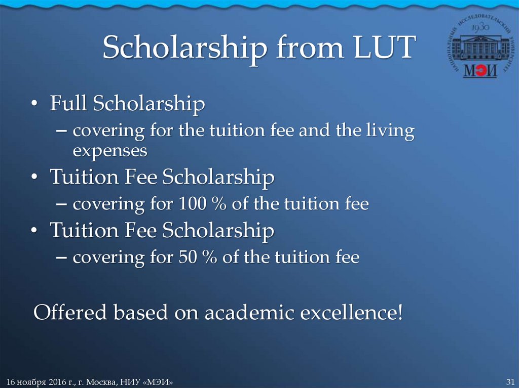 Scholarship from LUT
