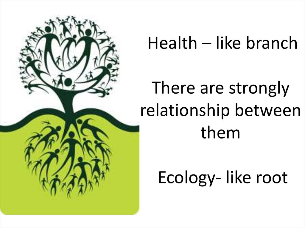 Health – like branch There are strongly relationship between them Ecology- like root