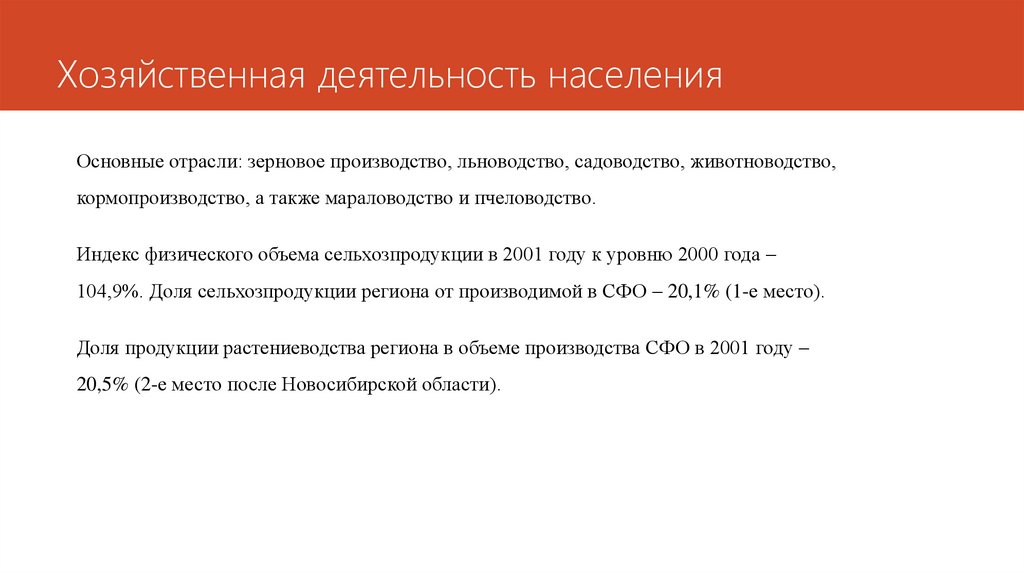 Характеристика хозяйственной деятельности населения италии