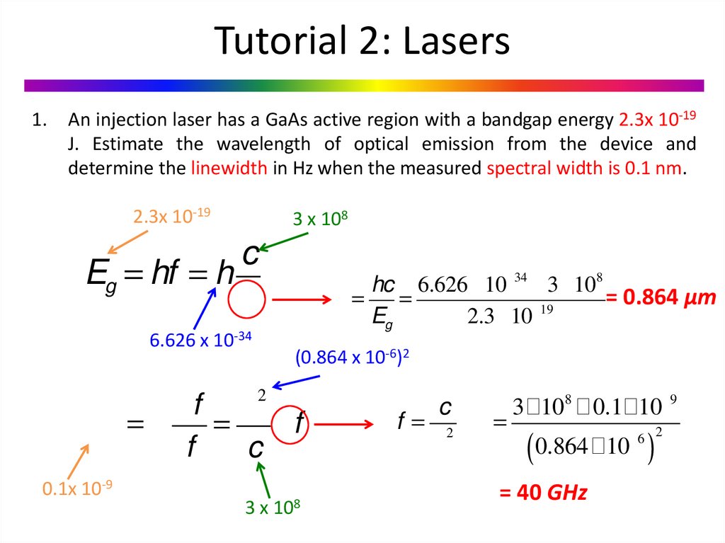 intensity of laser light equation