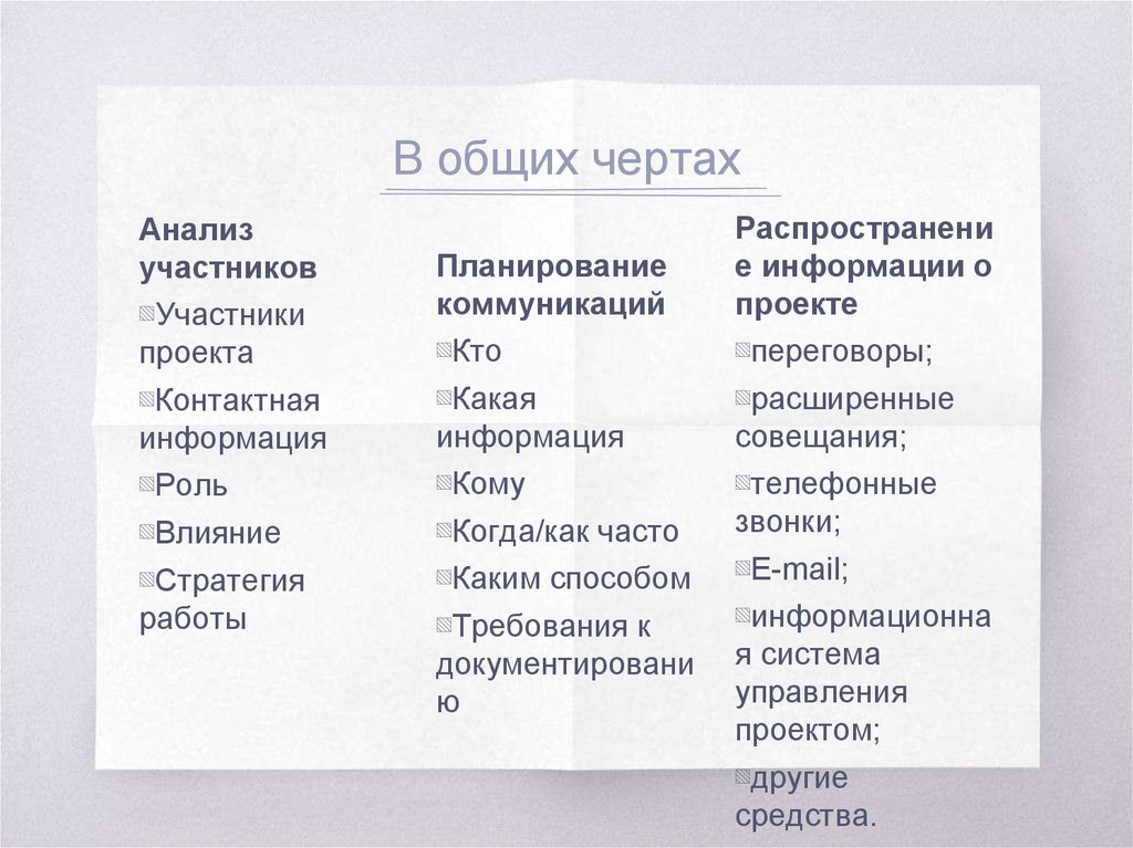 В общих чертах