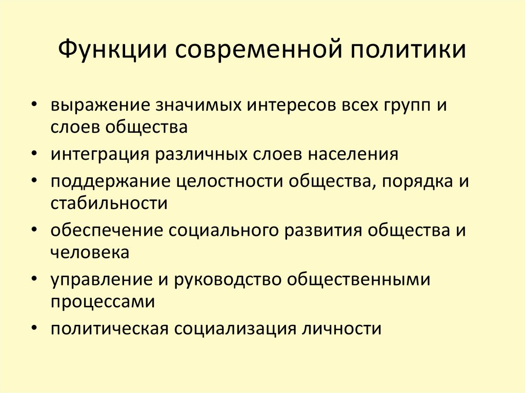 Функции современной политики