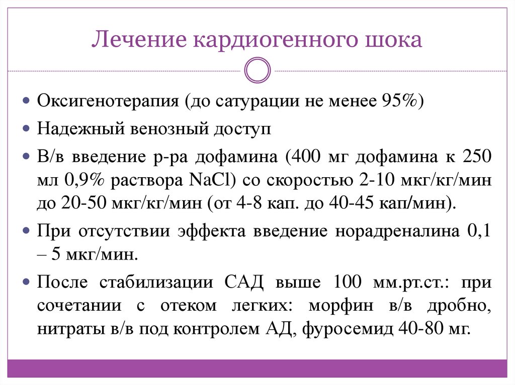 Первая помощь при кардиогенном шоке