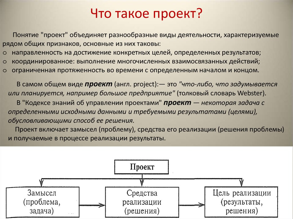 Виды работ включает. Понятие проекта и его основные признаки. Термин проект. Общие сведения о проекте. Признаки характеризующие понятие проект.