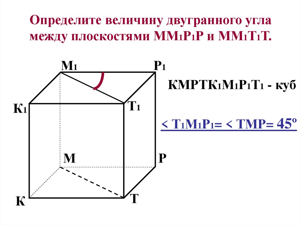 Угол между плоскостями куб