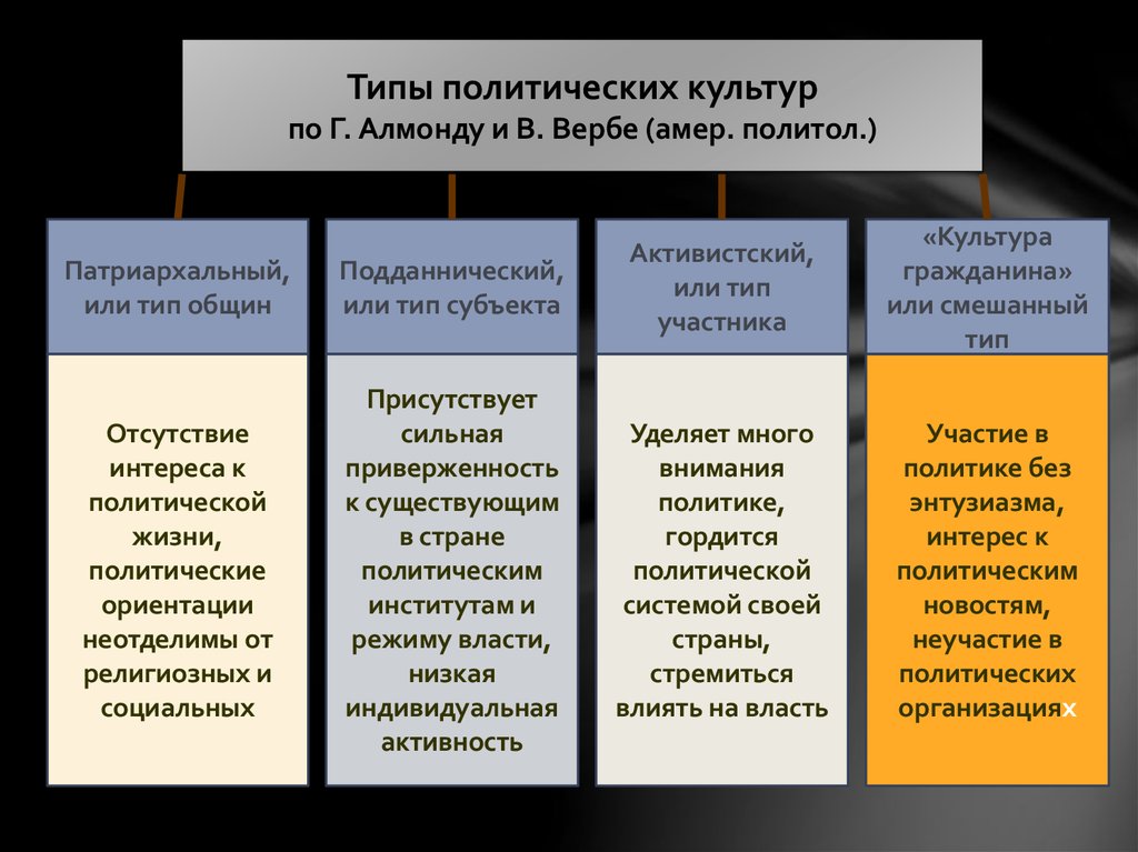 Примеры активистской политической культуры