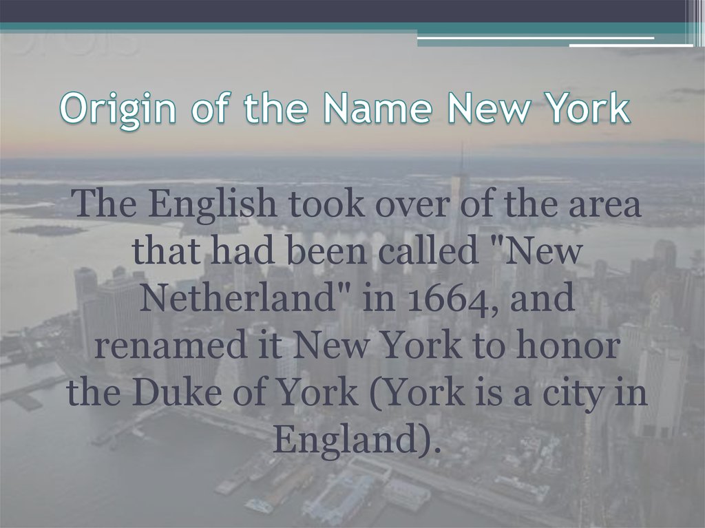 Origin of the Name New York