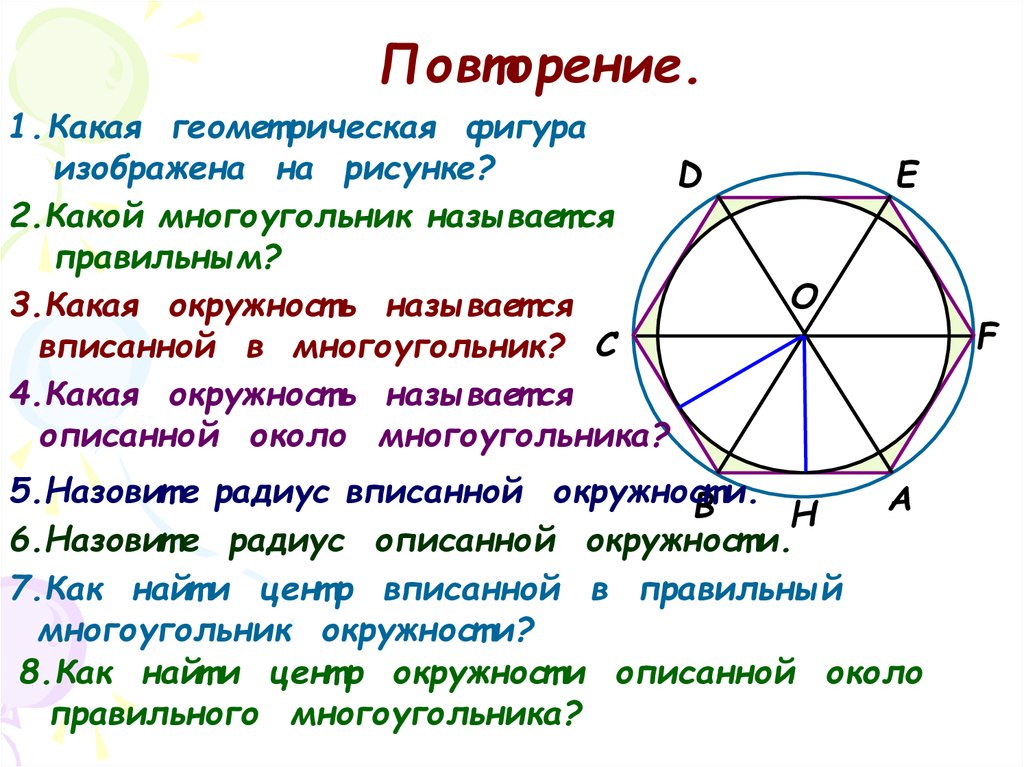 Какие есть окружности. Центр описанной окружности многоугольника. Три круга вписаны в окружность. Центр окружности вписанной в правильный многоугольник. Правильные фигуры вписанные в окружность.