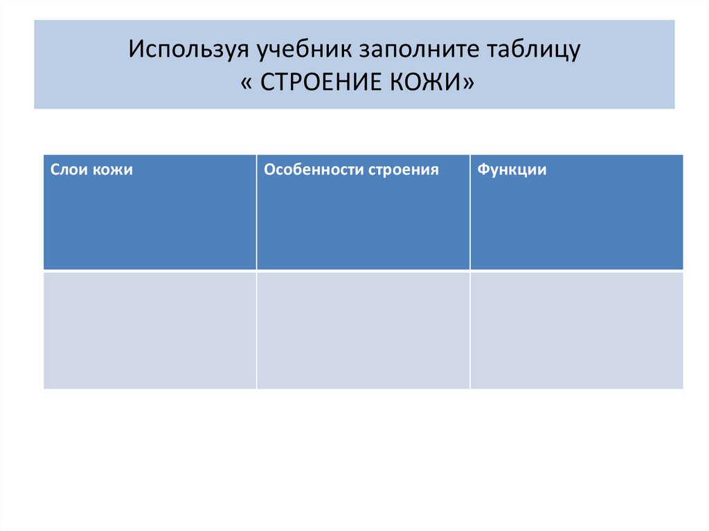 Материал учебника заполните таблицу