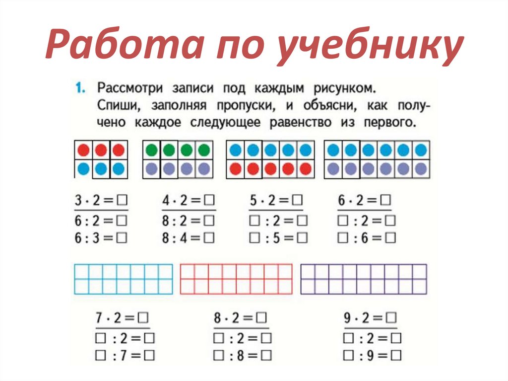 По каждому рисунку составь и запиши одно под другим два равенства сначала продвигаясь слева направо