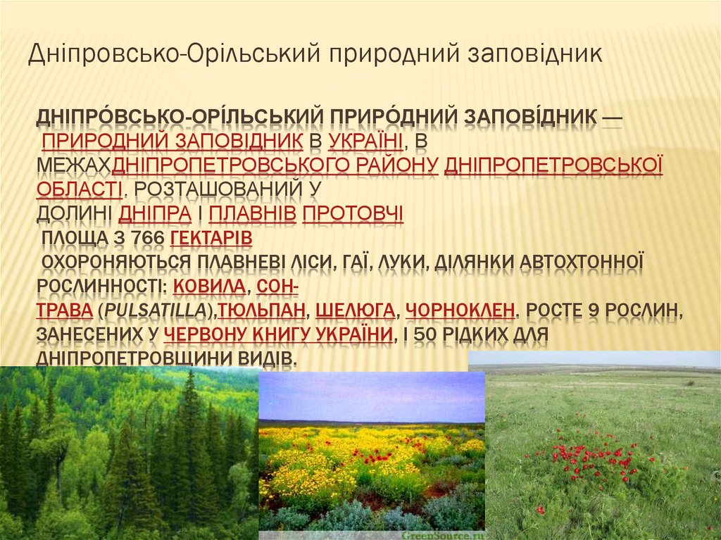 Дніпро́всько-Орі́льський приро́дний запові́дник — природний заповідник в Україні, в межахДніпропетровського