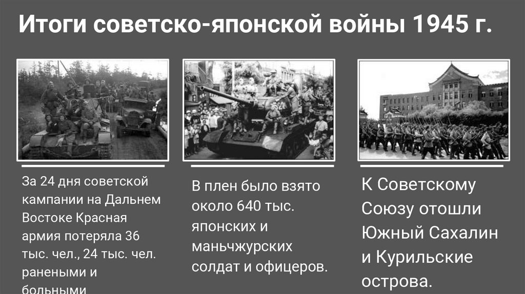 Война с японией окончание второй мировой войны решающий вклад ссср в победу итоги войны презентация