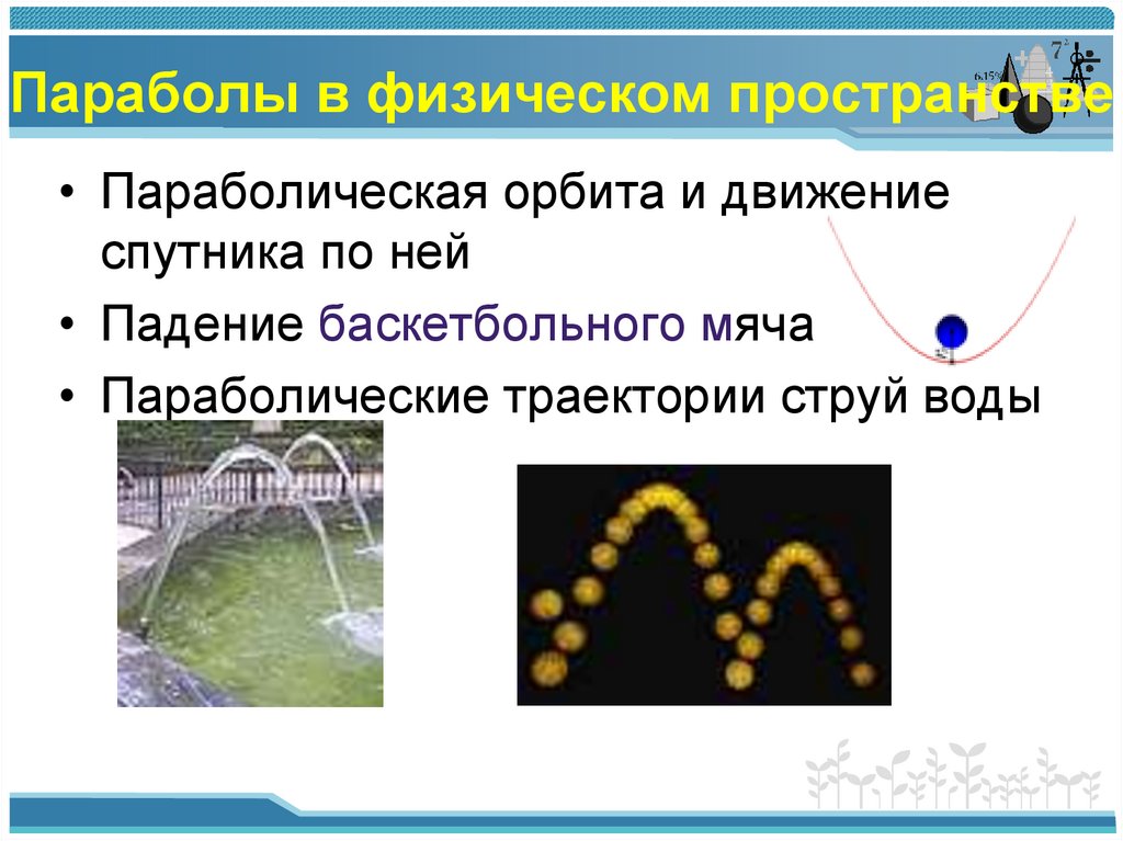 Применение параболы. Парабола в физическом пространстве. Параболическая Траектория движения. Парабола в жизни. Квадратичная функция в природе.