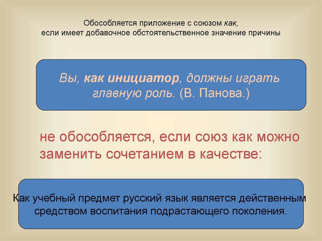 Приложение имей. Приложение с союзом как. Приложения с союзом как обособляются если. Определения с добавочным обстоятельственным значением примеры. Приложение с союзом как обособляется если имеет значение.