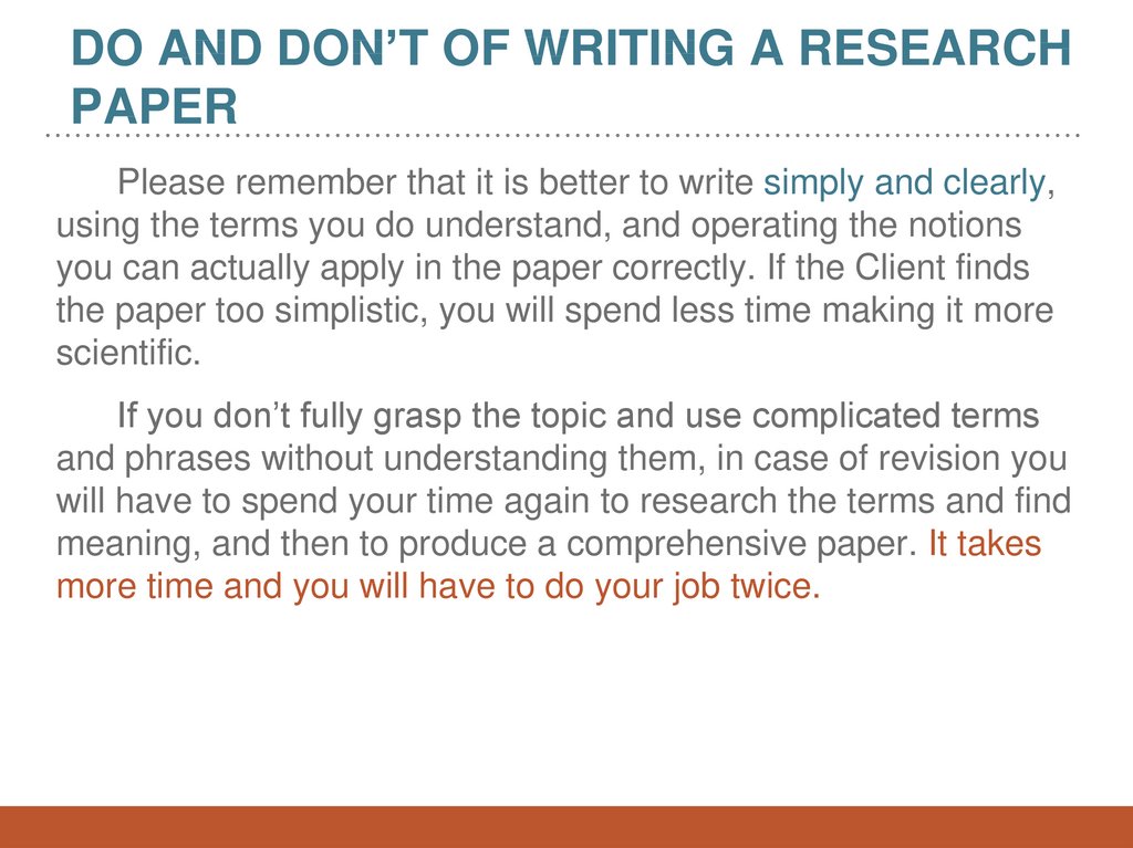 Do and Don’t of Writing a research paper