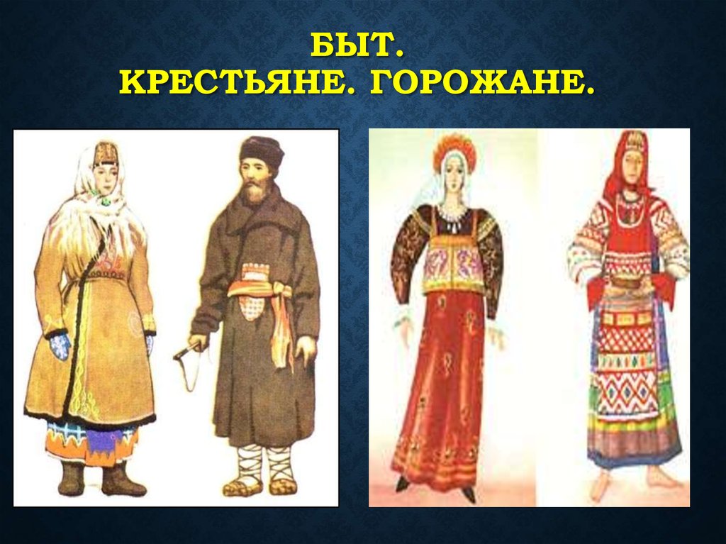 Горожане на руси. Горожане и сельчане. Боярин, дворянин, горожанин или крестьянин рисунками жилища и одежды..