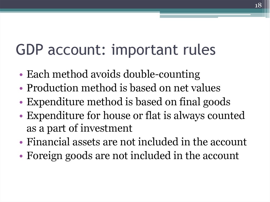GDP account: important rules