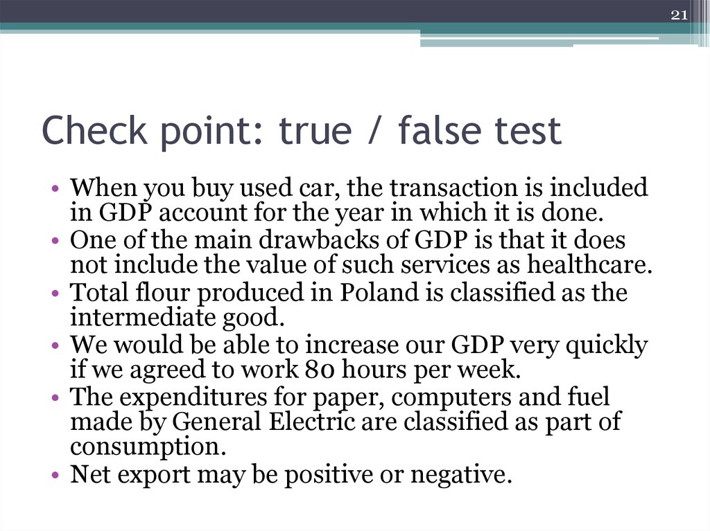 Check point: true / false test