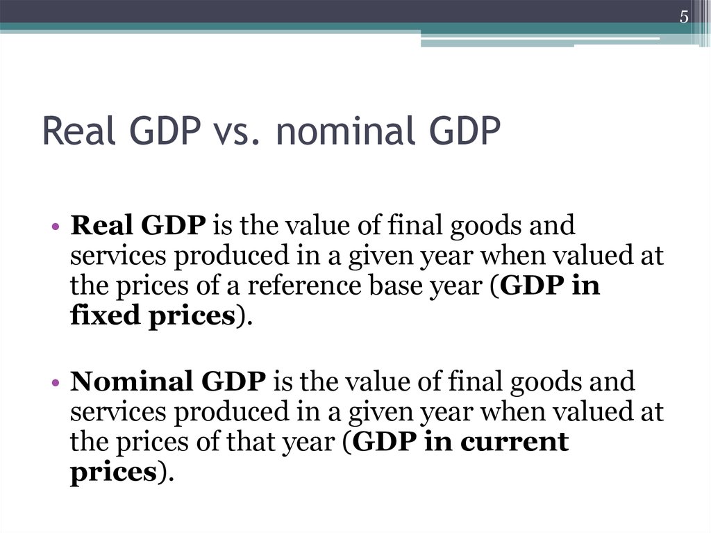 Real GDP vs. nominal GDP