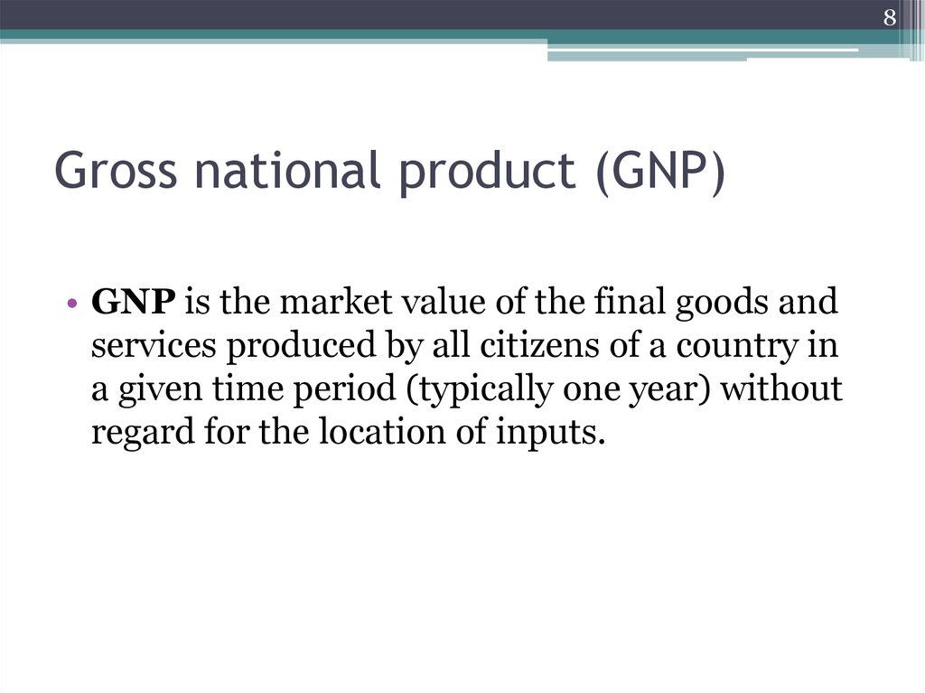 Gross national product (GNP)