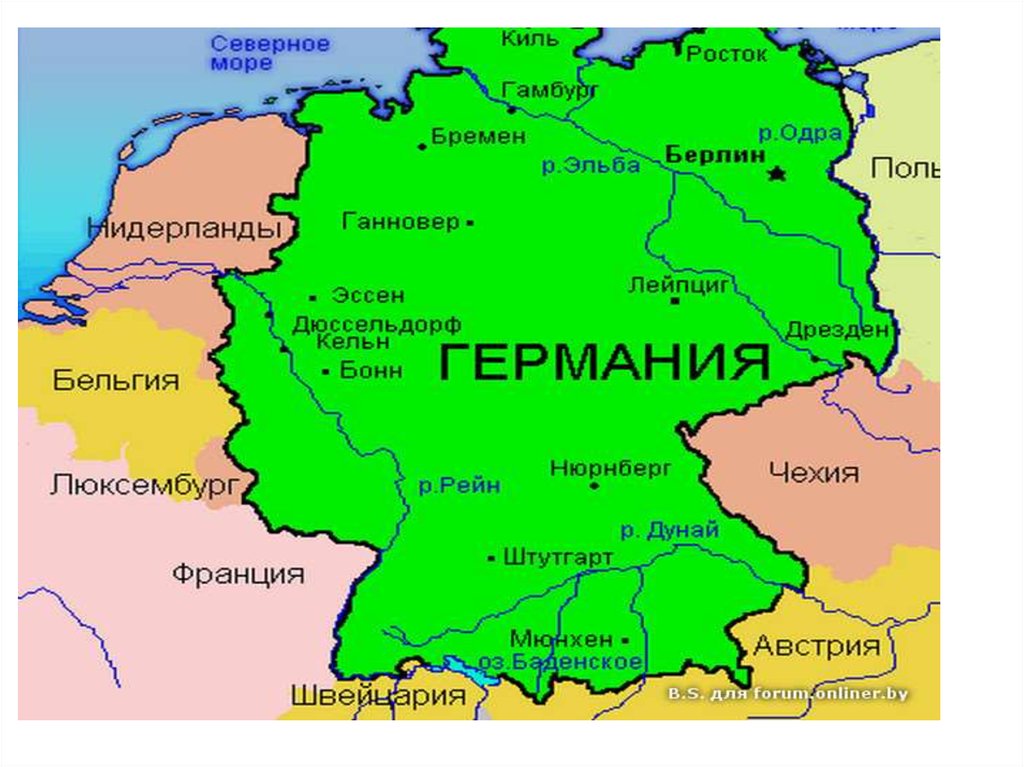 Карта рек германии на русском языке