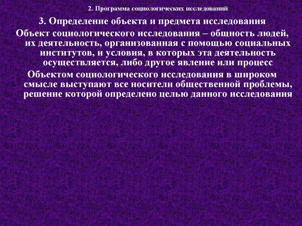 Программа социологического исследования презентация