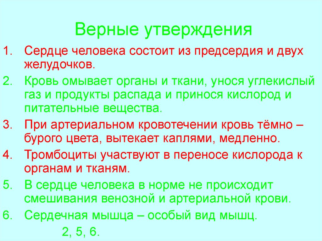 Вопросы верные утверждения