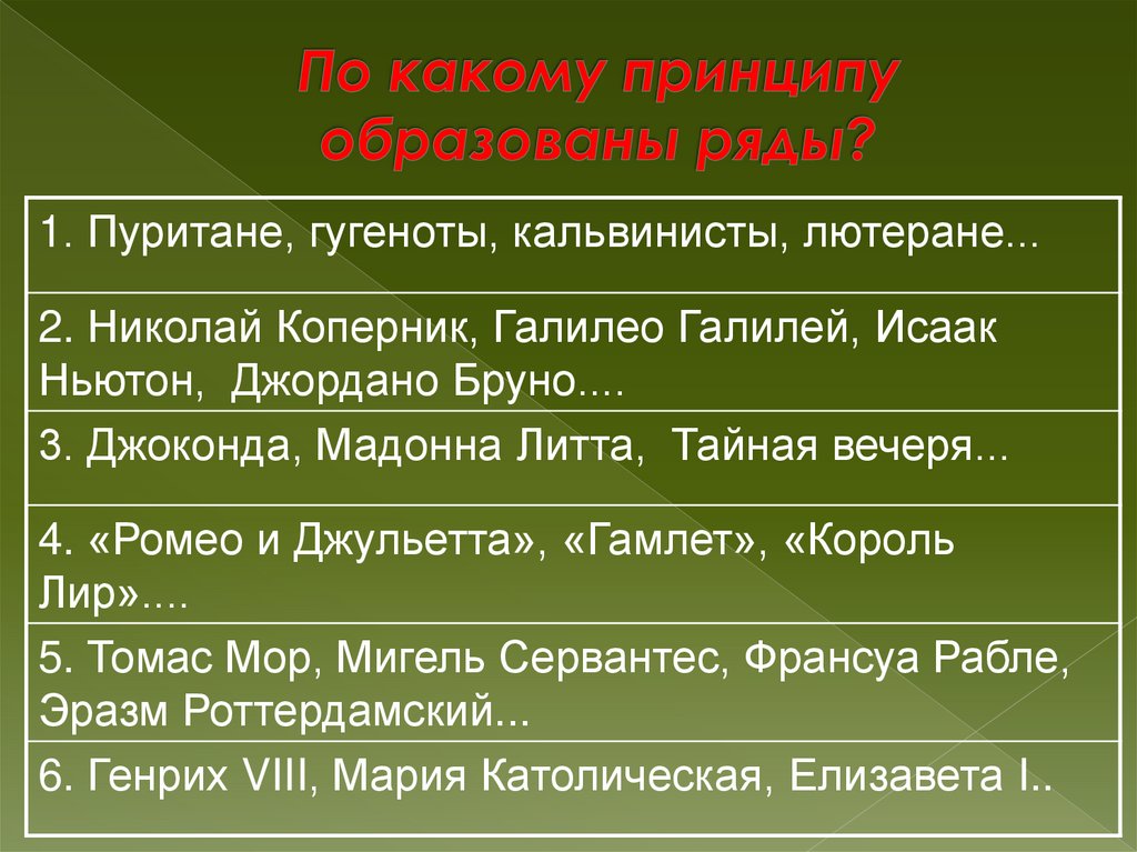 По какому принципу образованы рядом. Гугеноты кальвинисты Пуритане кальвинисты лютеране. Лютеране кальвинисты Пуритане. Гугеноты и Пуритане. Лютеране, гугеноты, Пуритане – это.