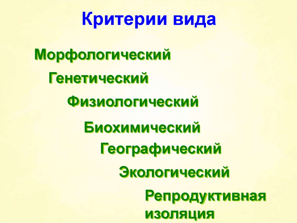 Презентация вид и критерии вида 9 класс