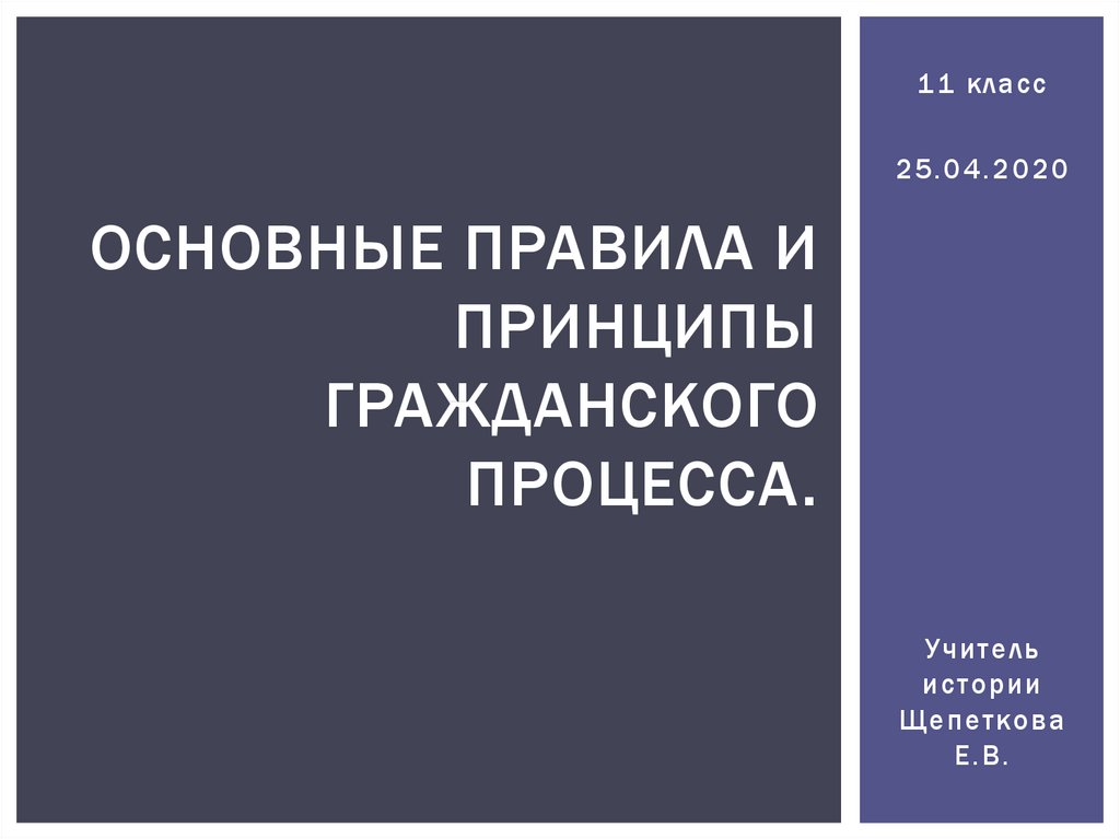 План по теме правила и принципы гражданского процесса