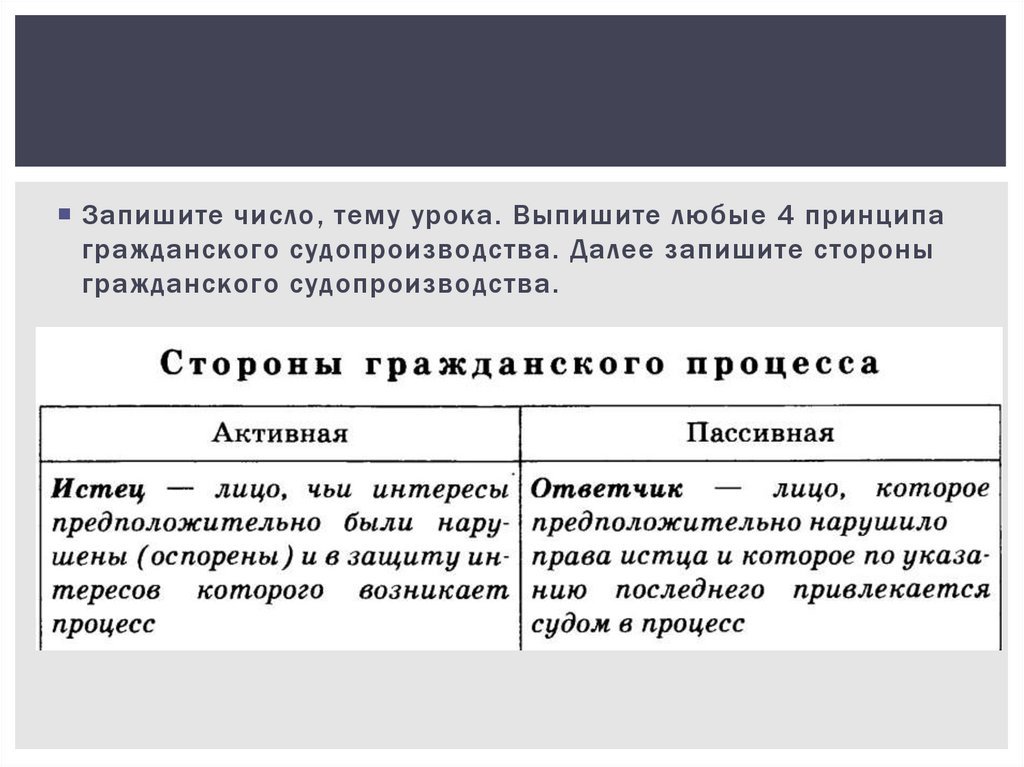 Основные правила и принципы гражданского процесса план егэ