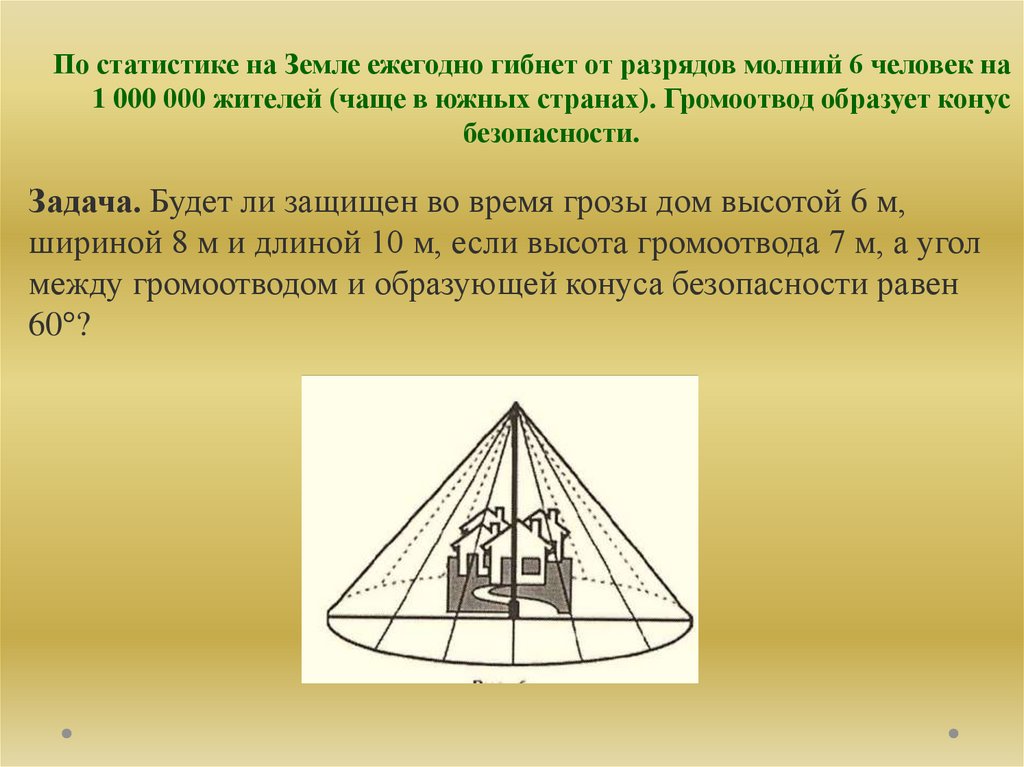 По статистике на Земле ежегодно гибнет от разрядов молний 6 человек на 1 000 000 жителей (чаще в южных странах). Громоотвод